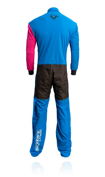 Back photo of our Basic / instructor skydive / skydiving suit. This suit has been specifically designed for slow fall rates and durable hard wearing work wear for professional skydivers