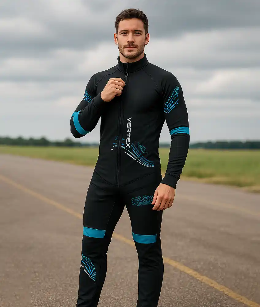 Photo of the Vertex sky sports Flex Speed skydiving suit. The tighted version of our Flex series suits.