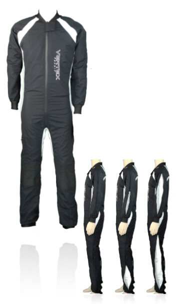 Photo of our Prozip instructor skydive / skydiving suit. This suit has been specifically designed for adjusting fall rates of a professional skydive / skydiving instructor.